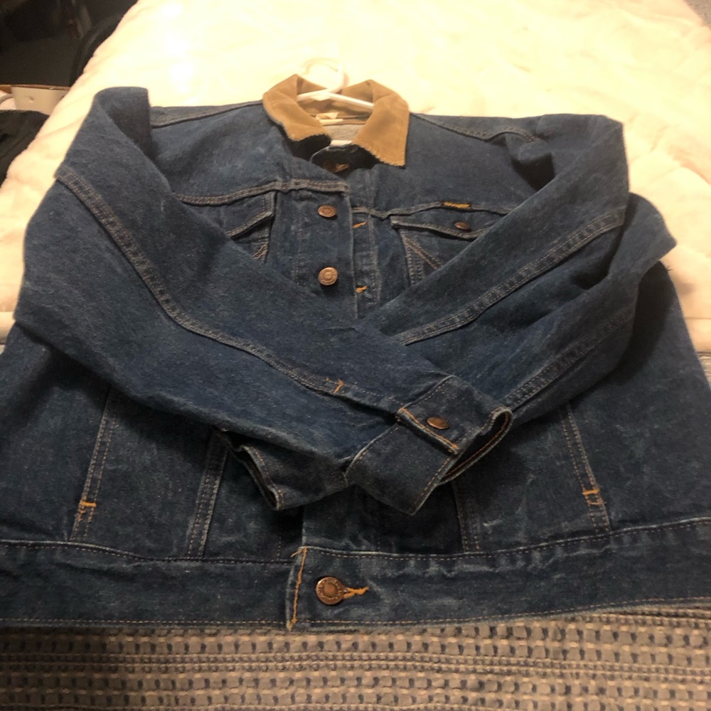 EUC Wrangler Authenic Western Jacket Harley Patch On Back Corduroy Collar - Picture 2 of 7